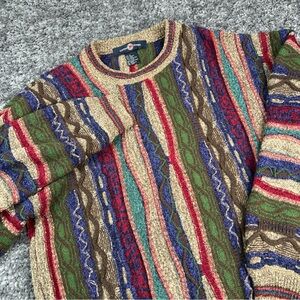 Vtg Cotton Traders Coogi Style Knit Striped Sweater 80s 90s y2k Men's Size M